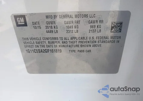 2016 Chevrolet Malibu Limited Lt from USA, damaged, VIN 1G11C5SA2GF161819